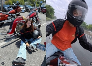 임신 7개월 이시영, 미국서 200㎞ 오토바이 투어