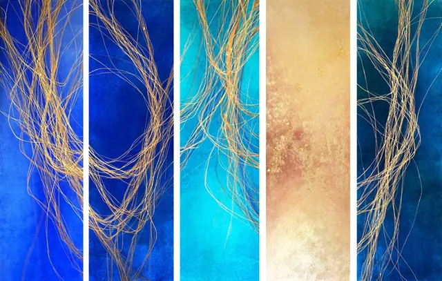 홍시, Serendipity, 한지 위에 금, 금분 채색, 225x183cm, 2022.