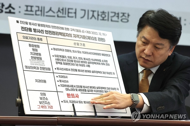 지난 2월 25일 서울 중구 프레스센터에서 대한한의사협회 윤성찬 회장이 한의사의 엑스레이(X-ray) 사용 선언 긴급 기자회견을 하고 있다. 사진 연합뉴스
