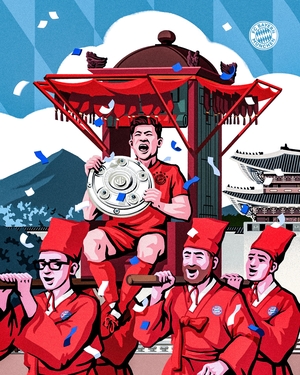 엎드려 절받기?… 바이에른 뮌헨, 김민재 꽃가마 이미지 ‘한국 한정’ 게시