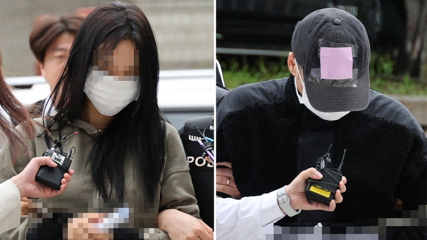 “손흥민 아이 임신”협박한 남녀, ‘묵묵부답’ 법원 출석
