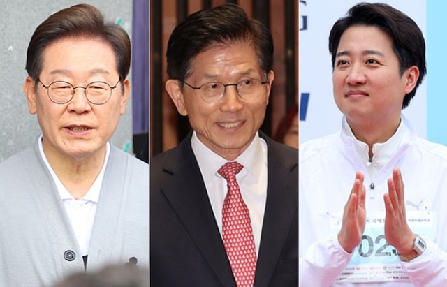 이재명(왼쪽부터) 더불어민주당 대선 후보, 김문수 국민의힘 대선 후보, 이준석 개혁신당 대선후보. 연합뉴스