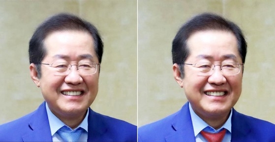 홍준표, 넥타이 색깔 ‘파랑→빨강’ 또 바꿨다…尹 탈당 때문?