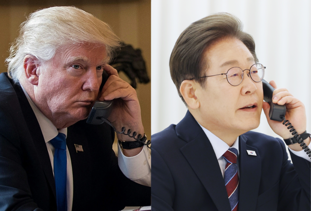 도널드 트럼프(왼쪽) 미국 대통령과 이재명 대통령. AFP 연합뉴스