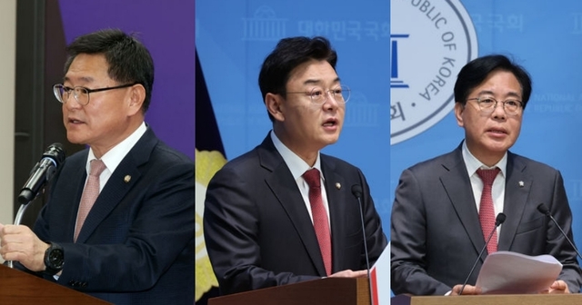 (왼쪽부터) 국민의힘 이헌승 의원, 김성원 의원, 송언석 의원. 뉴시스