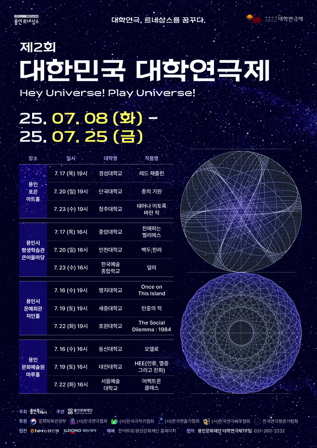 다음달 8~25일 경기 용인시에서 주최하는 제2회 대한민국 대학연극제 포스터. 용인시청 제공