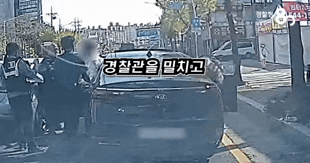 경찰이 행패를 부리는 음주운전자를 제압하는 영상. 경찰청