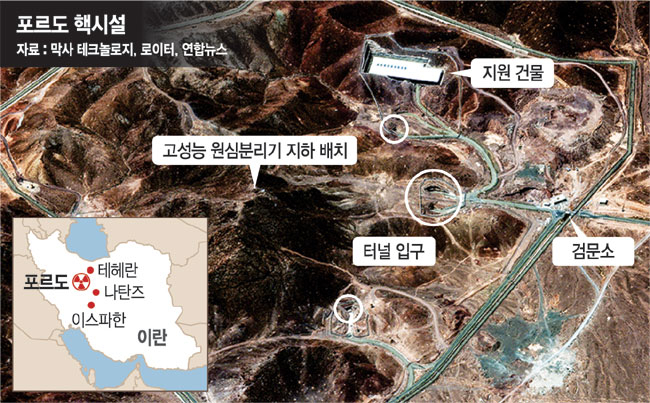 타깃은 지하 80m 핵심장 ‘포르도’… ‘벙커버스터’ 없인 파괴 불가