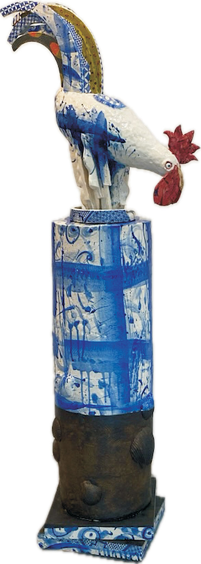 김정범 ‘수탉’, 155×50×43㎝, 도자·유약, 2023.