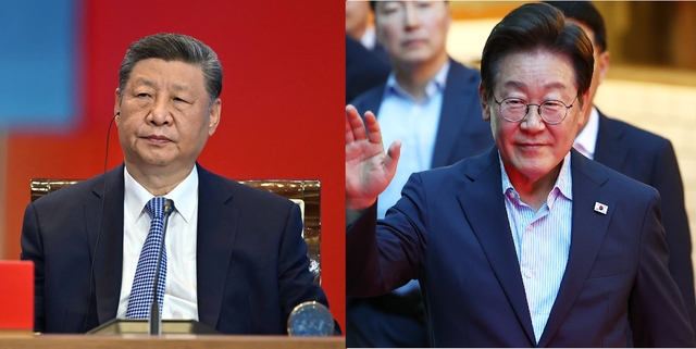 시진핑(왼쪽) 중국 국가주석과 이재명 대통령. EPA 연합뉴스