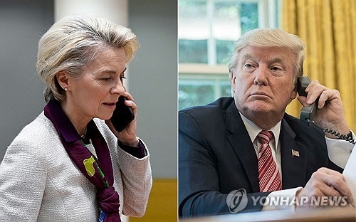 우르줄라 폰 데어 라이엔 폰데어라이엔 EU 집행위원장(왼쪽)과 트럼프 미국 대통령. AFP 연합뉴스
