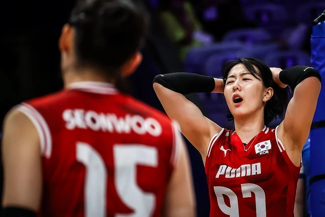 VNL 경기 도중 아쉬운 표정을 짓는 강소휘. FIVB 제공