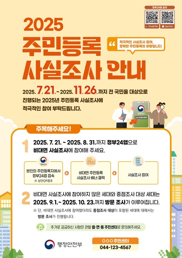 주민등록 사실조사 안내 포스터