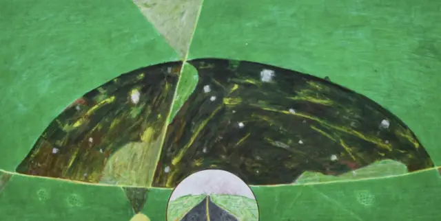 느린 풍경-세방리, 장지에 먹, 분채, 70x137cm, 2025
