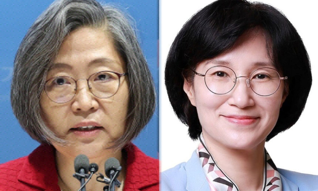 이수정(왼쪽) 경기대 교수와 원민경 여가부장관 후보자. 연합뉴스, 여성가족부 제공