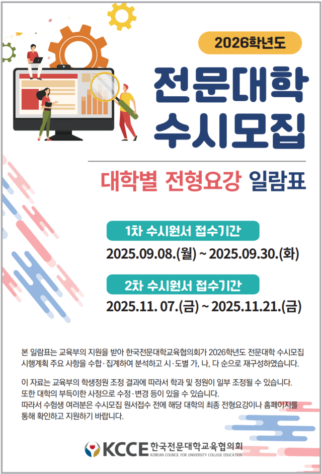전문대학 수시모집 대학별 전형요강 일람표