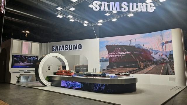 이달 9일부터 12일까지 이탈리아 밀라노에서 열리는 ‘가스텍(Gastech) 2025’에 마련된 삼성중공업 전시 부스. 삼성중공업 제공.
