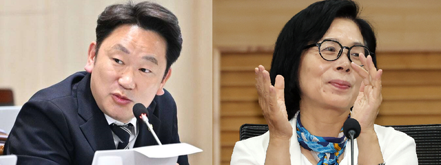 곽상언 더불어민주다 의원, 최민희 더불어민주당 의원. 뉴시스