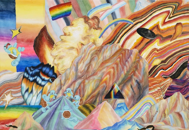 조세랑_망막 끝 여름, 화선지에 수묵채색 꼴라주, 116X80cm, 2025