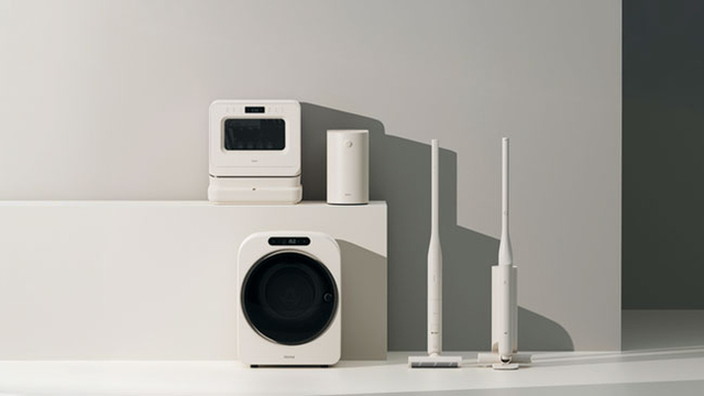 앳홈의 가전 브랜드 ‘미닉스’ 제품 라인업. 왼쪽 위부터 시계방향으로 소형 식기세척기, 음식물 처리기, 무선 청소기, 미니 건조기. 앳홈 제공