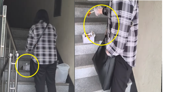 위생장갑을 끼고 배달음식을 몰래 빼먹는 배달기사. 인스타그램