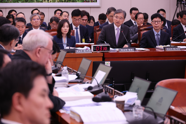 13일 서울 여의도 국회에서 외교통일위원회 국정감사가 열린 가운데 조현 외교부 장관이 의원 질의에 답하고 있다. 연합뉴스