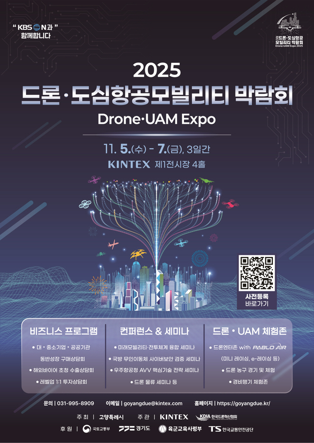 오는 11월 5일부터 7일까지 킨텍스 제1전시장에서 ‘2025 드론·도심항공모빌리티 박람회’를 개최한다. 고양시 제공