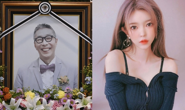 지난 2023년 5월 개그맨 고(故) 서세원의 빈소 모습(왼쪽사진),  BJ아영. BJ 아영 인스타그램 캡처·뉴시스