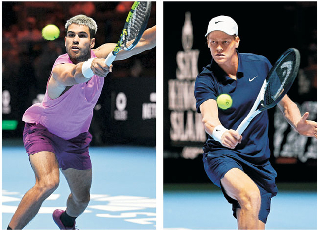 왼쪽부터 카를로스 알카라스와 얀니크 신네르.