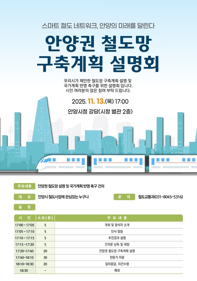 경기 안양권 철도망 구축계획 설명회 포스터. 안양시청 제공