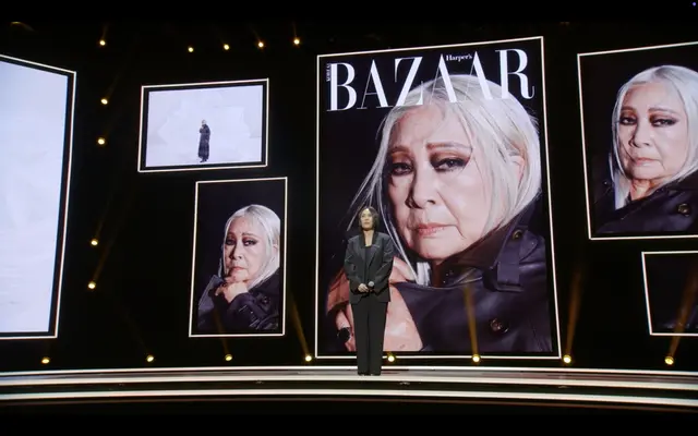 메이크업 아티스트 오 돌체비타가 배우 정혜선을 모델로 눈물 같은 반짝임과 텅 빈 공허함을 담은 전매특허 깊은 아이홀 메이크업을 선보였다. 쿠팡플레이 제공