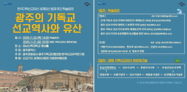 기독교선교유산 유네스코 등재 추진 학술회의. 광주시청 제공