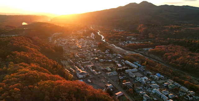 미야기올레 자오·도갓타온천 코스가 지나가는 작은 온천마을의 전경. 마을은 작지만 정겹기도 하고 의외로 구석구석 볼 것도 많다.