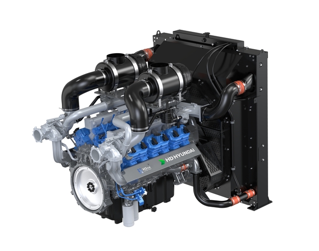 HD건설기계가 ‘월드 하이드로젠 엑스포 2025’에서 공개하는 22ℓ급 수소엔진. HD건설기계 제공