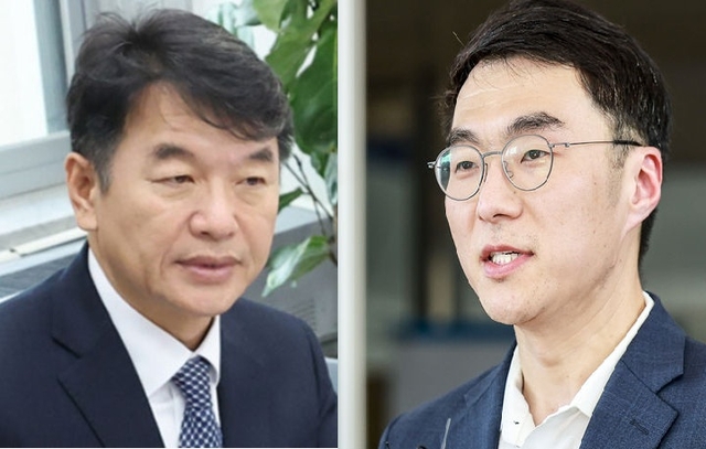 문진석 더불어민주당 원내수석부대표, 김남국 대통령실 디지털소통비서관. 연합뉴스 뉴시스