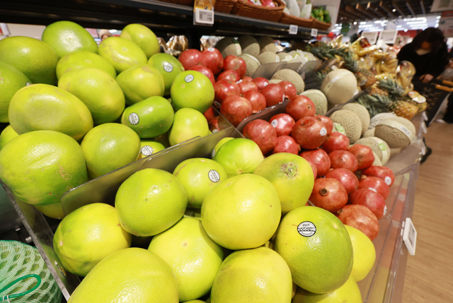 지난 2일 서울 시내 한 대형마트 수입 과일 판매대에 과일들이 진열돼 있다. 연합뉴스