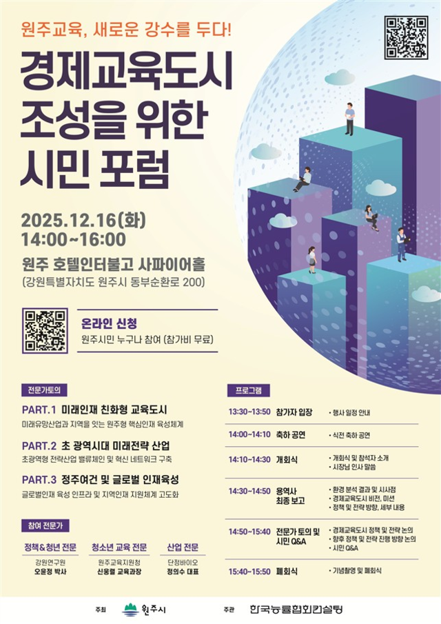 원주시 경제교육도시 조성 기본계획 수립 연구용역 최종보고회