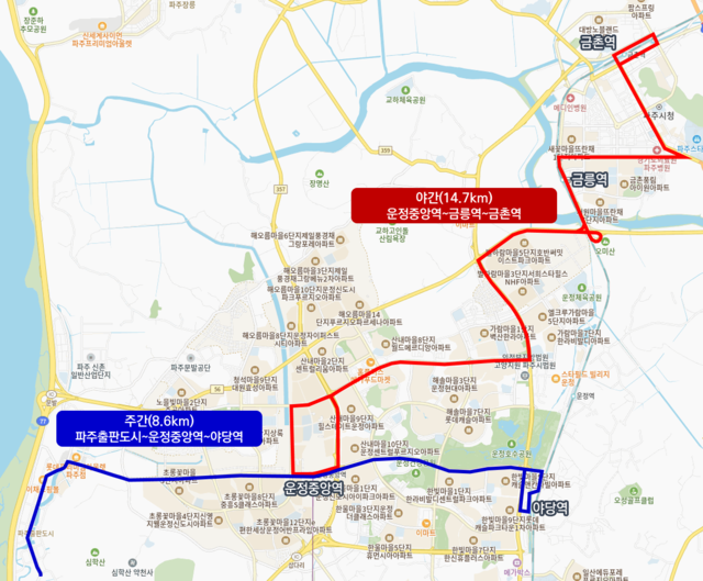 파주시 자율주행자동차 시범운행지구 지형도. 파주시 제공