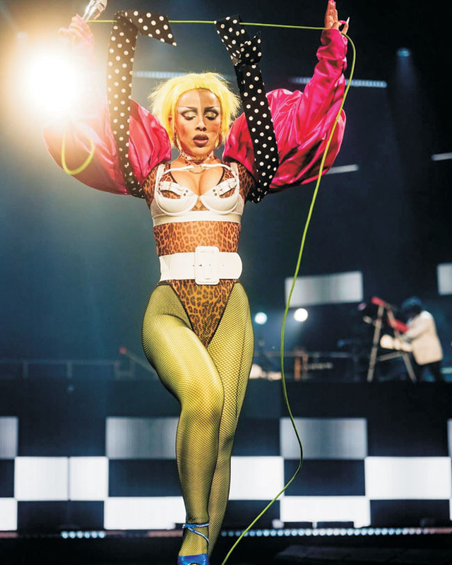 미국 여성 래퍼 도자 캣이 화려한 옷차림으로 화끈한 퍼포먼스를 선보였다. 사진은 지난 2일 호주 시드니 공연.  도자 캣 인스타그램