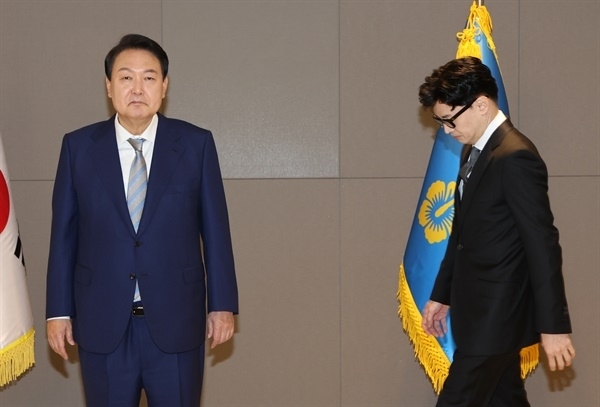 윤석열 전 대통령과 한동훈 전 국민의힘 대표. 연합뉴스