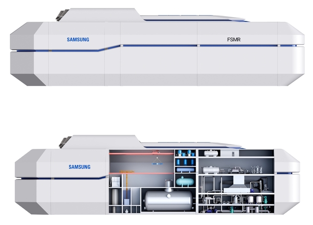 한국원자력연구원과 삼성중공업이 개념설계 중인 소형모듈원전(SMR) ‘SMART100’을 탑재한 부유식 SMR(FSMR) 개념도. 한국원자력연구원 제공