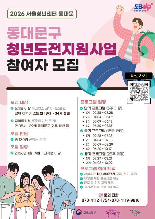 동대문구 2026 청년도전지원 홍보 포스터. 동대문구청 제공