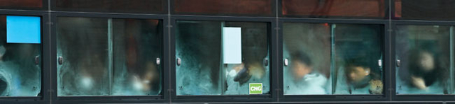 버스 창문도 꽁꽁