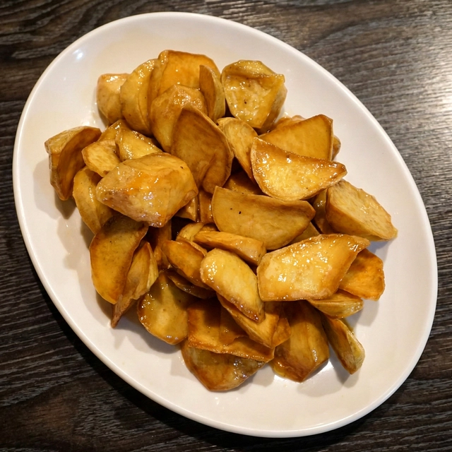 찬물로 겉을 굳혀 먹는 ‘상해소흘’의 감자바쓰.