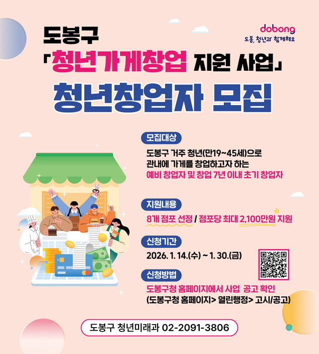 도봉구 청년가게창업 지원사업 모집 홍보 포스터. 도봉구청 제공