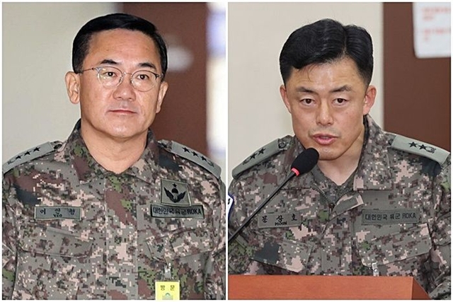 12·3 비상계엄에 연루돼 파면 처분을 받은 여인형(왼쪽) 전 국군방첩사령관과 문상호(오른족) 정보사령관 등 군 장성과 간부 23명이 집단으로 국방부에 항고했다. 연합뉴스