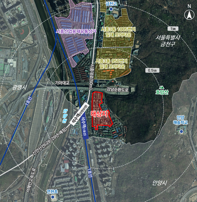 서울 금천구 중앙철재종합상가 시장정비사업 위치도. 금천구청 제공