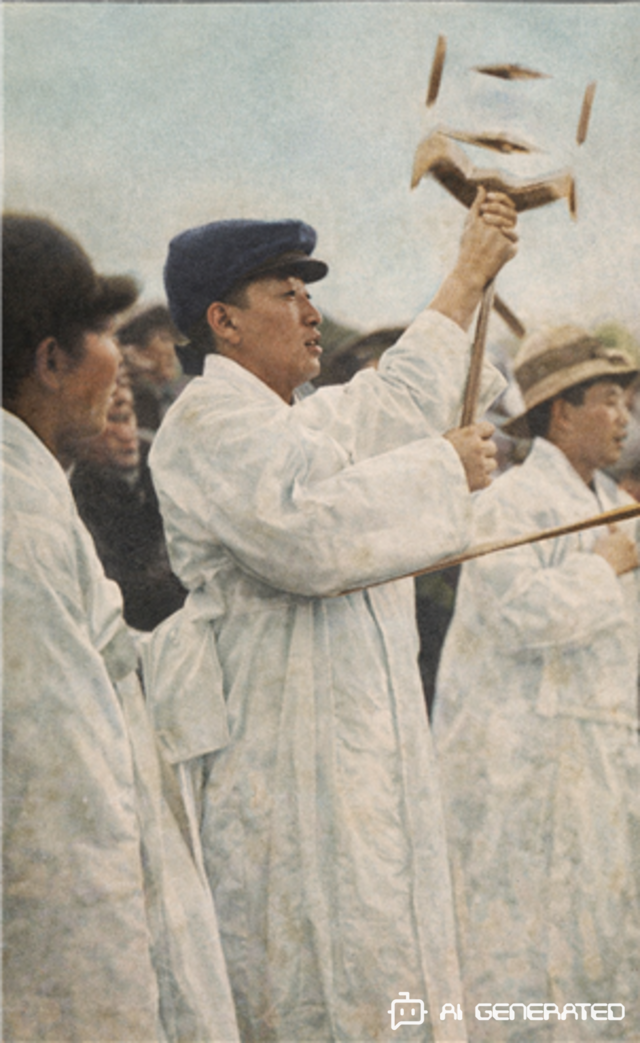 매일신보 1921년 2월 10일자 ‘정초의 가장 재미있는 장난; 연 날리는 것’ 사진. 원본 흑백 사진에 인공지능(AI) 기반 색채 복원 기술을 통해 재현했다. 국립중앙도서관 제공.