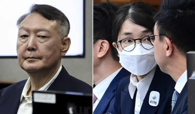 법정에 출석한 윤석열·김건희의 모습.연합뉴스