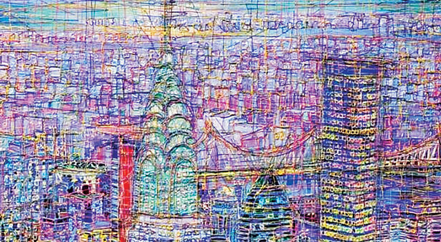 김란 ‘도시’(부분), 캔버스에 혼합재료, 72.7×53.0㎝, 2023.